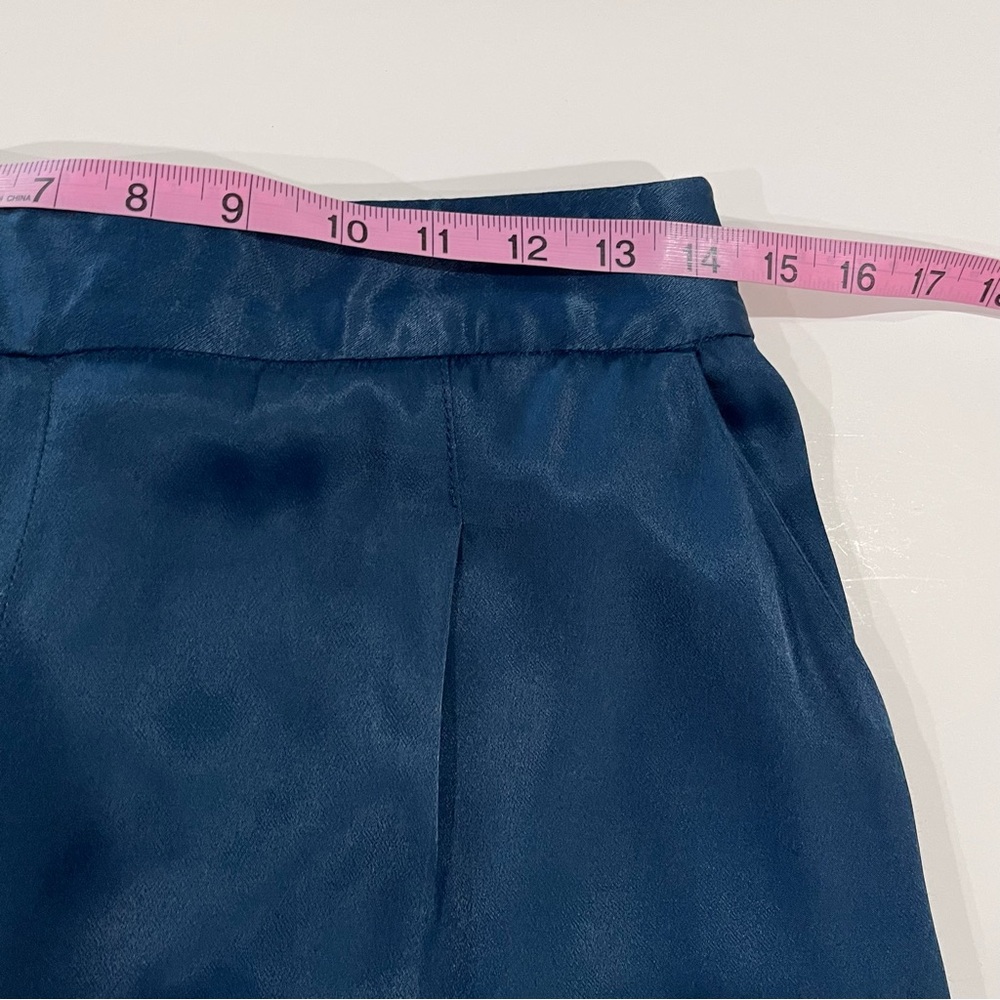 Anthropologie ett:twa Silky Satin Tie Waist Pants Tapered Ankle Blue Size US 8 - Picture 6 of 10